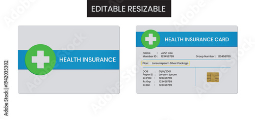 Customizable Health Insurance Card Template Vector – Medical ID, Membership and Insurance Card Design, Print ready.