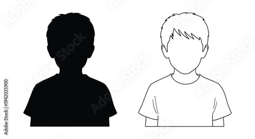 Two boy portraits one in shadow and one in outline silhouette