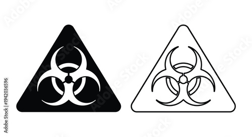 Two biohazard symbols one black and one white a striking silhouette