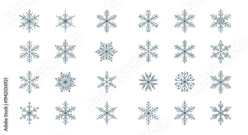 Collection of Snowflake Icons in Various Designs.