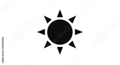 Black sun icon with radiating points a striking silhouette