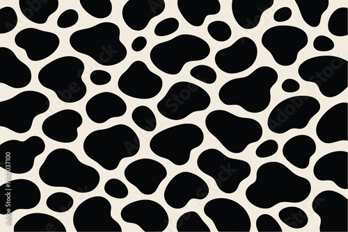  Playful Graphic Pattern of Black Cow Print Seamless Background Texture Design