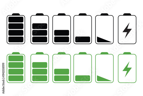 Battery charge level icon. Full electricity power energy indicator symbol. Accumulator battery bar sign isolated vector illustration for app UI, mobile interface and web design.