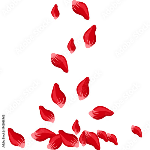 Falling red rose petals