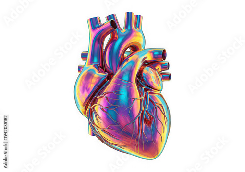 A detailed illustration of the human heart showcasing its complex anatomy and structure.