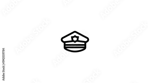 A simple, black-and-white icon depicting a hat, commonly worn by law enforcement