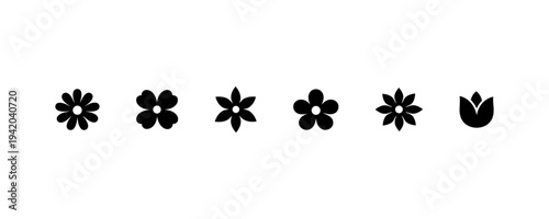 Minimal flower blossom decorative icon set
