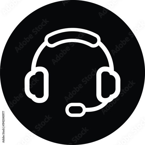 Call Center Consulting Support Flat Black Illustration Icon
