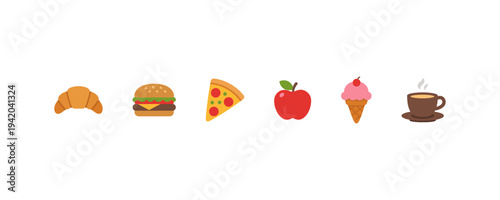 Fast food and dessert flat icon set