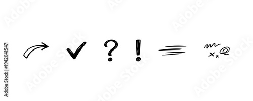 Arrow Check Question and Exclamation Mark Icons Set