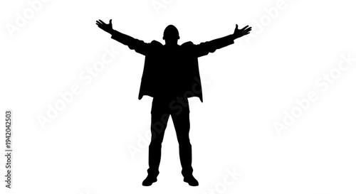 Vector silhouette of a man with arms outstretched