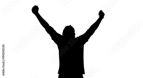 Vector silhouette of a person with arms raised in celebration