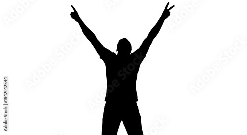 Vector silhouette of a man with arms raised in celebration