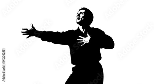 Vector silhouette of a man gesturing