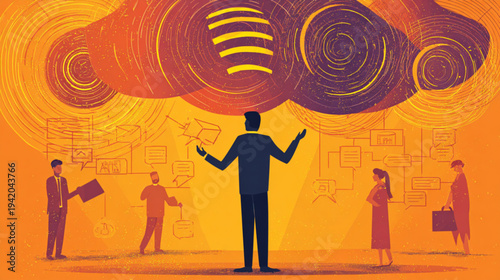 Businessman presenting to colleagues in office.