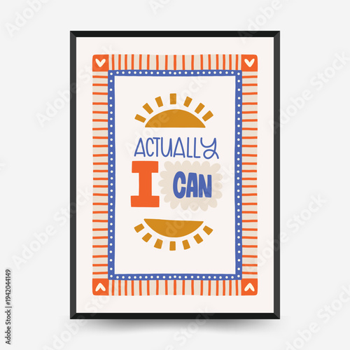 Schilderij op canvas Modern minimalist poster collection featuring inspirational quotes, abstract shapes and retro typography