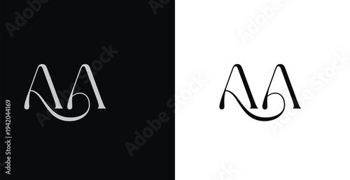 Elegant AA letter monogram logo vector with decorative serif typogr...