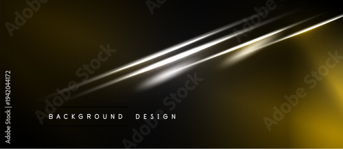Dark background features golden, white lines. Modern design suggests energy, movement, sleekness. Minimalist aesthetic creates dramatic visual impact.