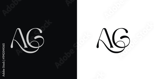 Elegant AG letter monogram logo vector in refined serif typography...