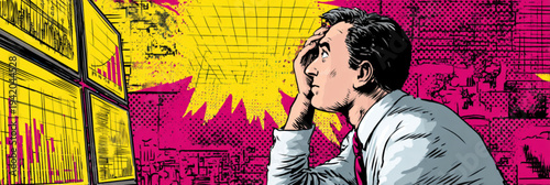 Businessman looking at financial data screen.