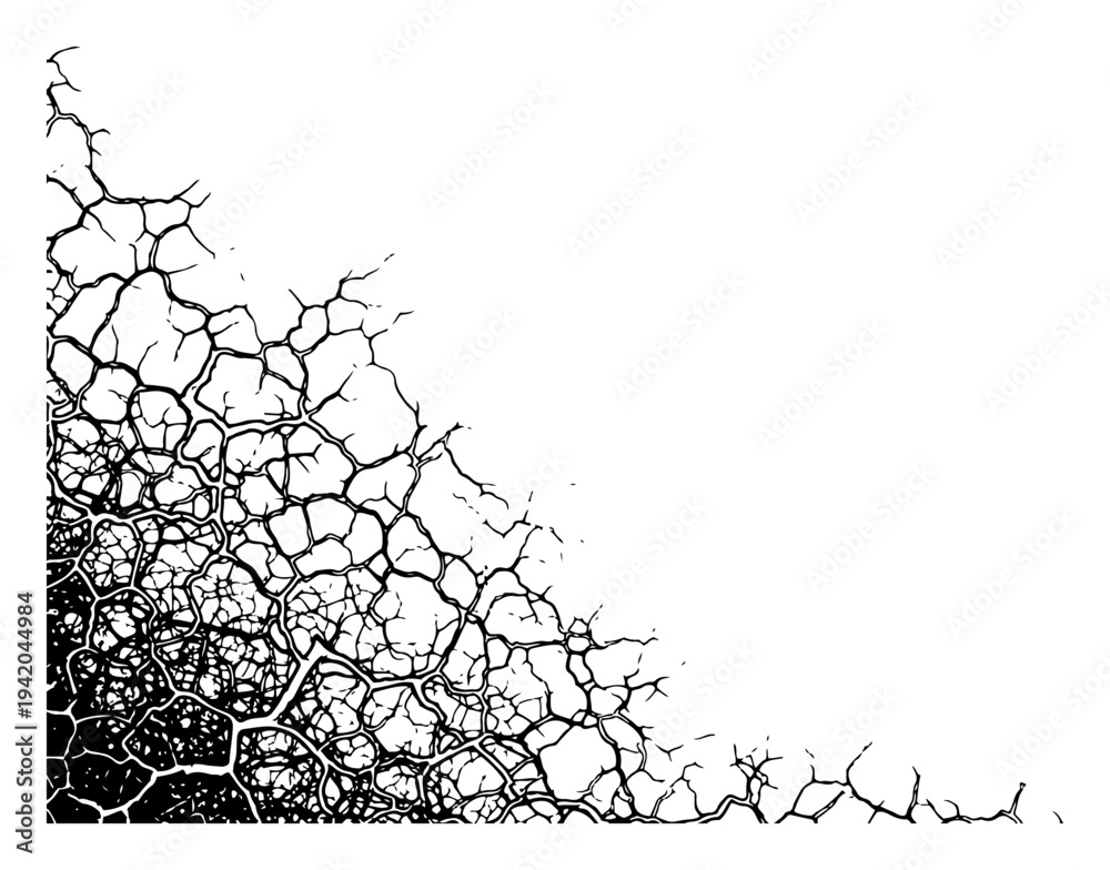 Obraz premium Hand drawn dry ground cracks or organic root network pattern texture