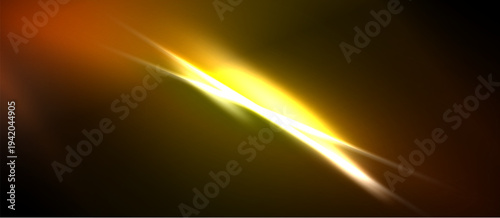 Bright yellow light streaks across dark background. Orange hues blend with gold, creating dynamic energy. Abstract design evokes speed, motion.