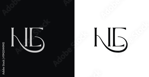 Elegant HE letter monogram logo vector in sophisticated serif style...