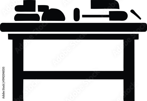 Workbench Table Tools Silhouette for DIY Repair and Woodwork Projects