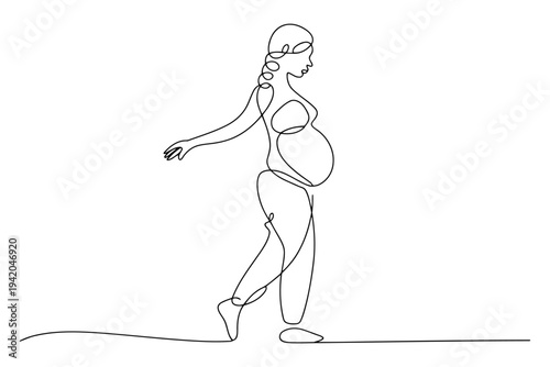 Minimalist line of a pregnant woman walking on a tightrope line pregnant woman balance