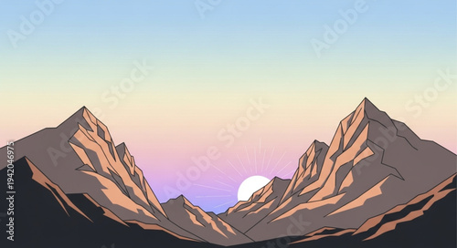 Majestic Mountain Range with Snow-Capped Peaks and Clear Sky.