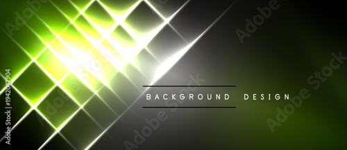 Abstract green light streaks form dynamic pattern. Dark background enhances bright geometric shapes, creating modern visual effect.