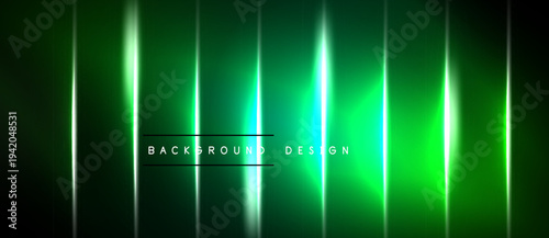 Dark background features vibrant green neon lines. Vertical illumination creates dynamic visual effect. Text reads background design.
