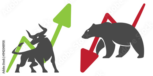 Bull and Bear Market Symbols Representing Financial Trends