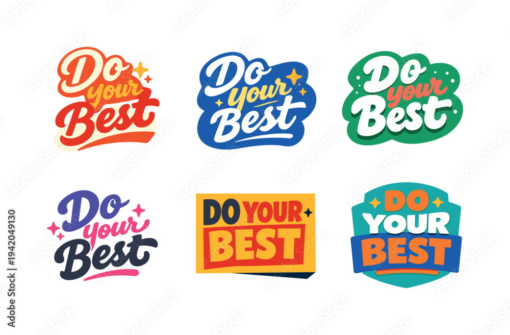 Naklejka premium Seasonal holiday banner with promotional slogan presenting modern lettering logo set for Do Your Best suitable for branding and
