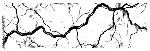 Horizontal texture of cracked dry earth and ground fissures