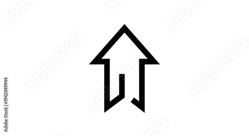 House with Upward Arrow Icon Symbolizing Growth and Real Estate on isolated white background