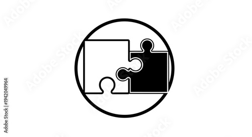 Puzzle Piece Solution Icon Representing Problem Solving and Connection on isolated white background