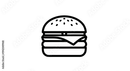 Classic Hamburger Fast Food Outline Icon on isolated white background