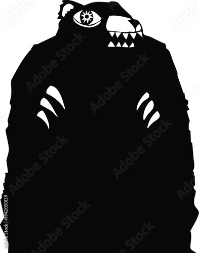 Woodcut style image of a monster bear