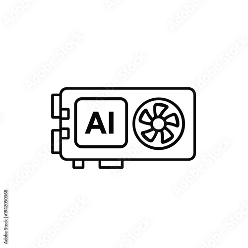 AI GPU Hardware Line Icon – Artificial Intelligence Graphics Processor Vector