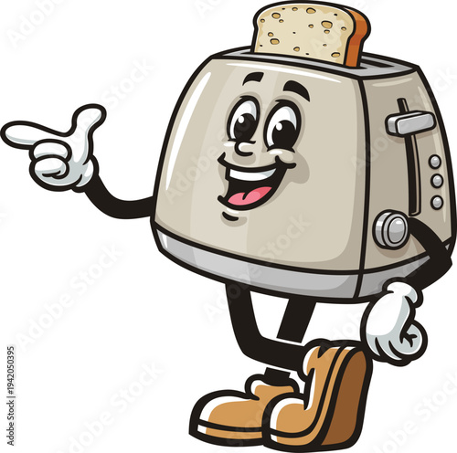 Toaster cartoon mascot with an idea