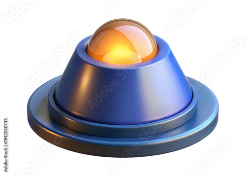 a pixelated image of a purple metallic object with a yellow center, resembling a UFO or a futuristic device, set against a white background