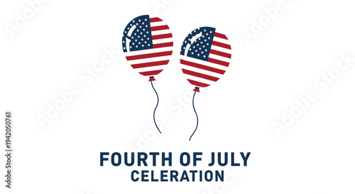 Vector illustration of American flag balloons for Fourth of July celebration