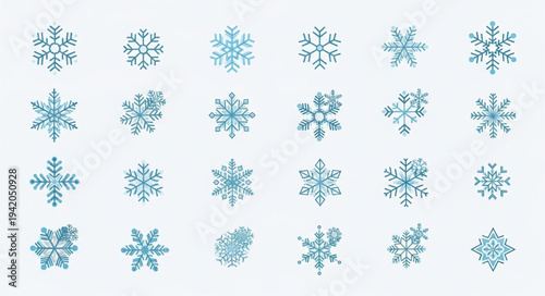 Collection of Various Snowflake Designs and Patterns.