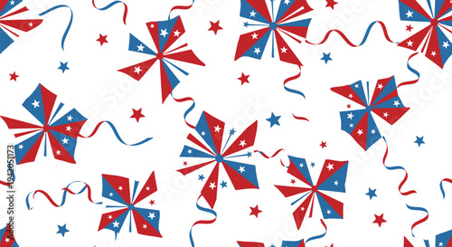 Patriotic pinwheels and stars vector background