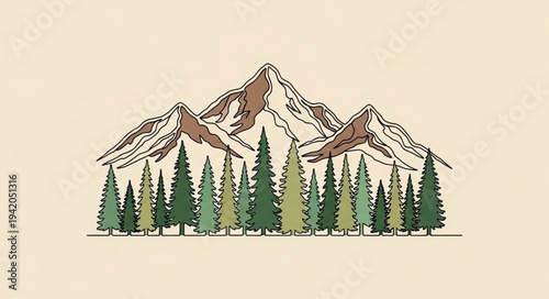 Majestic Mountain Range with Pine Forest in Foreground.