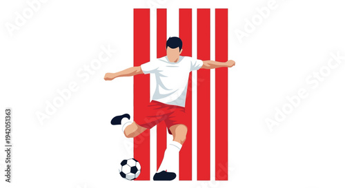 Soccer Player Kicking Ball Graphic Illustration.