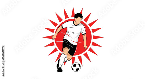 Soccer Player Kicking Ball Vector Illustration.