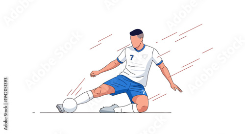 Soccer Player Kicking Ball with Skill.