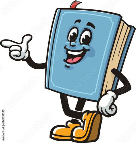 Cartoon book mascot with an idea